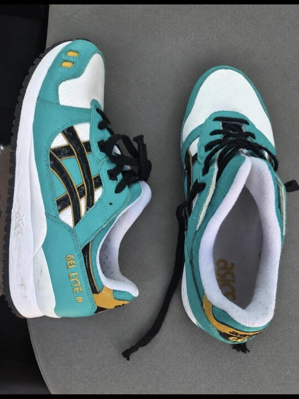 Asics Kids Teal, White & Black Gel-Lyte Sneakers with Gold Accents